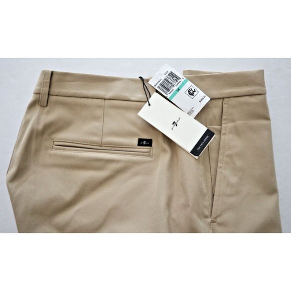 7 For All Mankind Men's Sz 34 Sand/Beige Slim Fit Flat Front Tech Shorts $158 - Picture 4 of 11